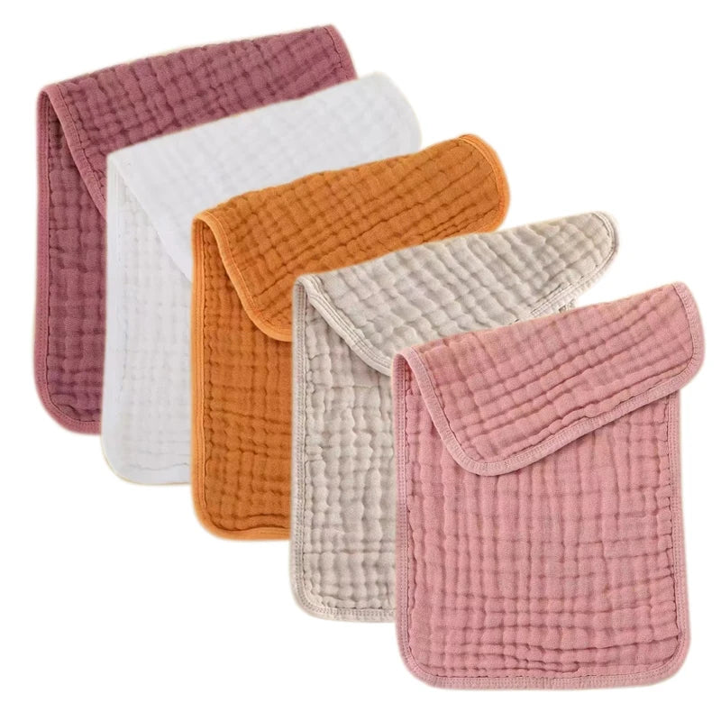 6-Layer Cotton Muslin Baby Burp Cloths (5-Pack)