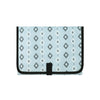 A light blue patterned portable foldable waterproof diaper changing pad with a black closure.