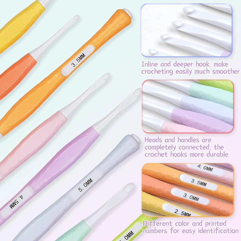 Ergonomic Non-Slip Crochet Hook Set (8 Sizes)