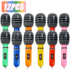 Twelve inflatable microphone party props for kids karaoke and music themes in various colors