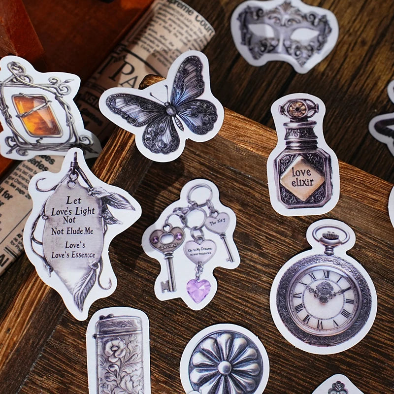 Vintage Alchemy Washi Sticker Pack – 50 Unique Metal-Inspired Designs for DIY Crafts