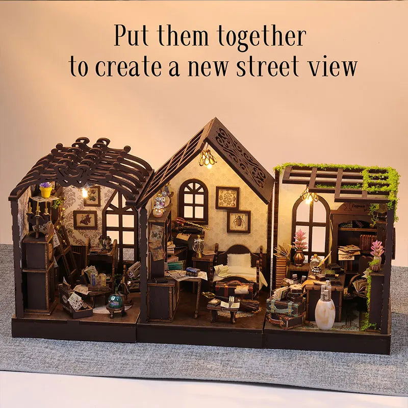 DIY Wooden Miniature House Kit with LED Lighting