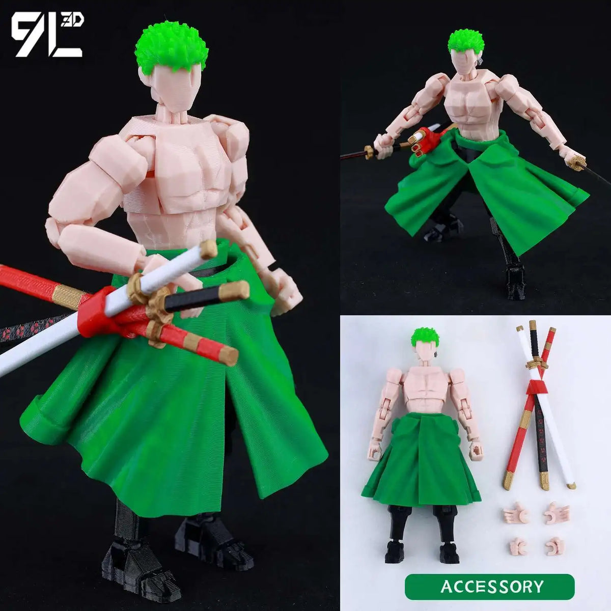 A fully articulated 14cm action figure of Yuji Itadori from Jujutsu Kaisen, dressed in green attire.