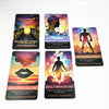 A collection of six tarot-style oracle cards featuring themes like Shadow Work, Alchemy, Self, and Healing.