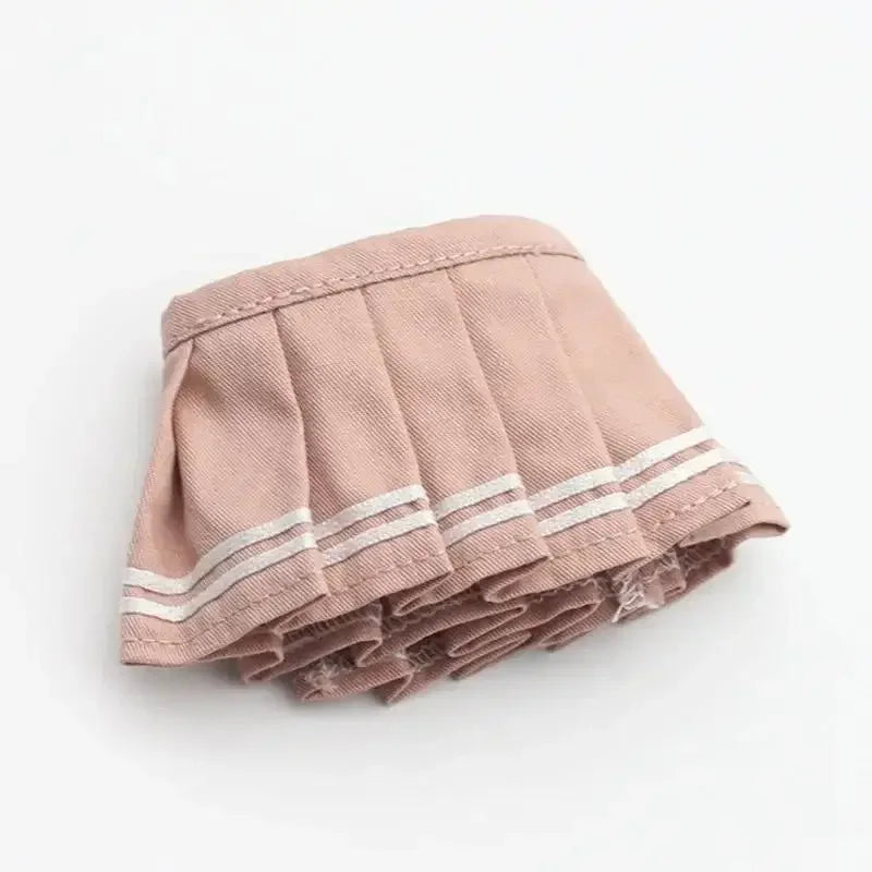 Mini Knit Doll Outfit Set – T-Shirt, Hat & Pleated Skirt for 15-17cm Dolls