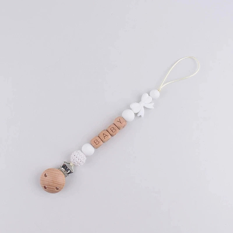 Personalized Baby Pacifier Clip with Silicone Beads