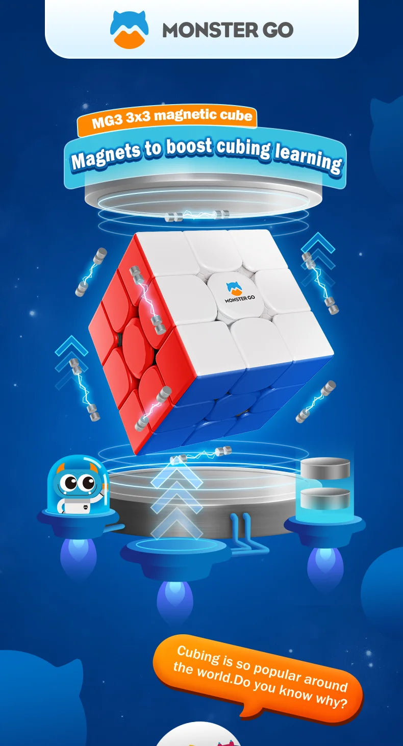 A Monster Go magnetic cube puzzle demonstrating magnets to boost cubing learning.