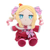 A plush toy of the Re:Zero character Beatrice with blonde hair, pink accents, and a red outfit.