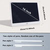 A white 16-inch LCD writing tablet is shown with two styles of pens for drawing and writing.