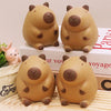 Two tan capybara squeeze stress relief toys sitting on a white box.