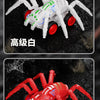 Three versions of an inertia-powered spider crawling toy car in black, white, and red colors.