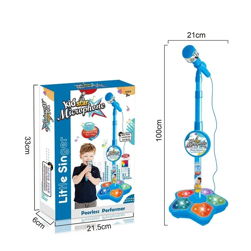Kids Karaoke Microphone Stand Set with Party Lights