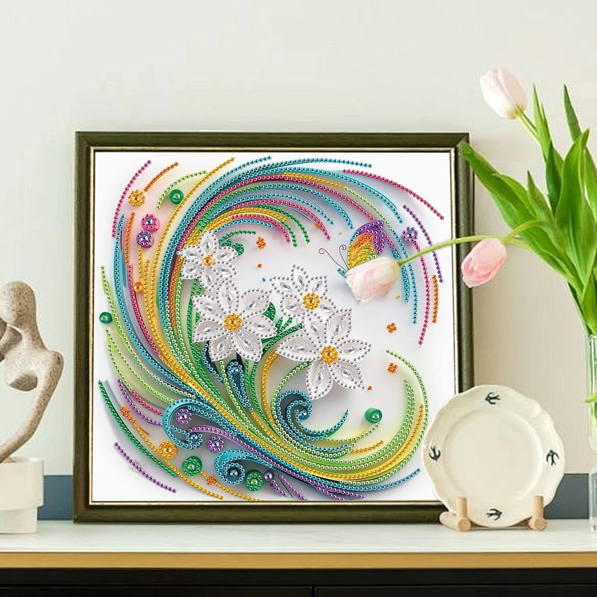 Special-Shape Diamond Art Painting Kit – Colorful Floral Design for Adults & Beginners