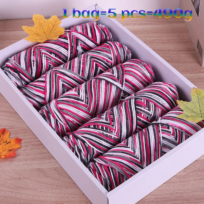 Multicolor Gradient Dyed Acrylic Yarn for Knitting & Crochet