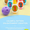 A colorful foam bowling set for kids featuring numbers and animal designs in various bright colors.