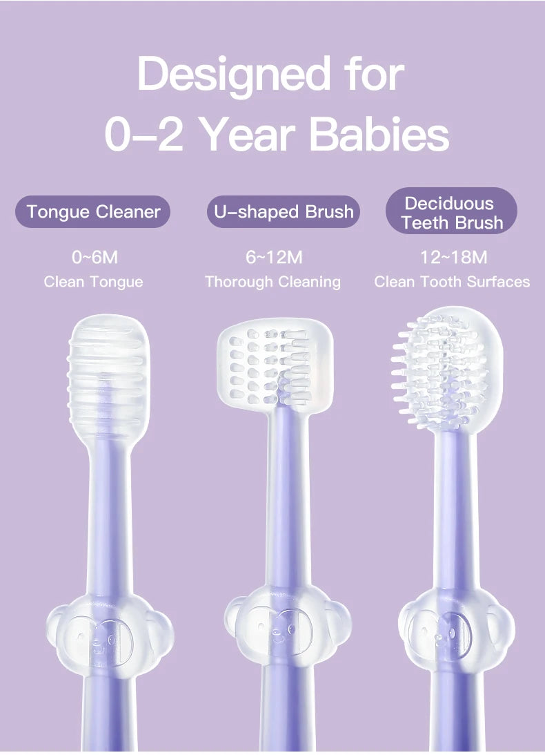 Baby Silicone Toothbrush Set with Tongue Cleaner and Storage Box