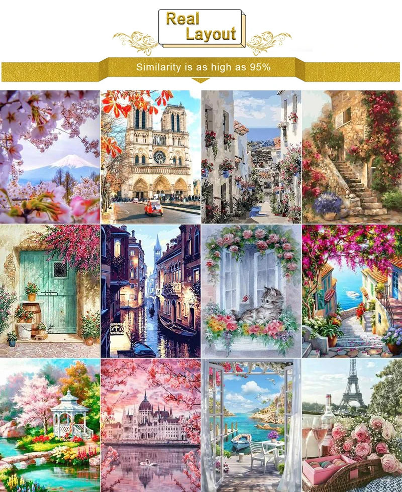 5D Diamond Painting Kit - Scenic Town Landscape Art