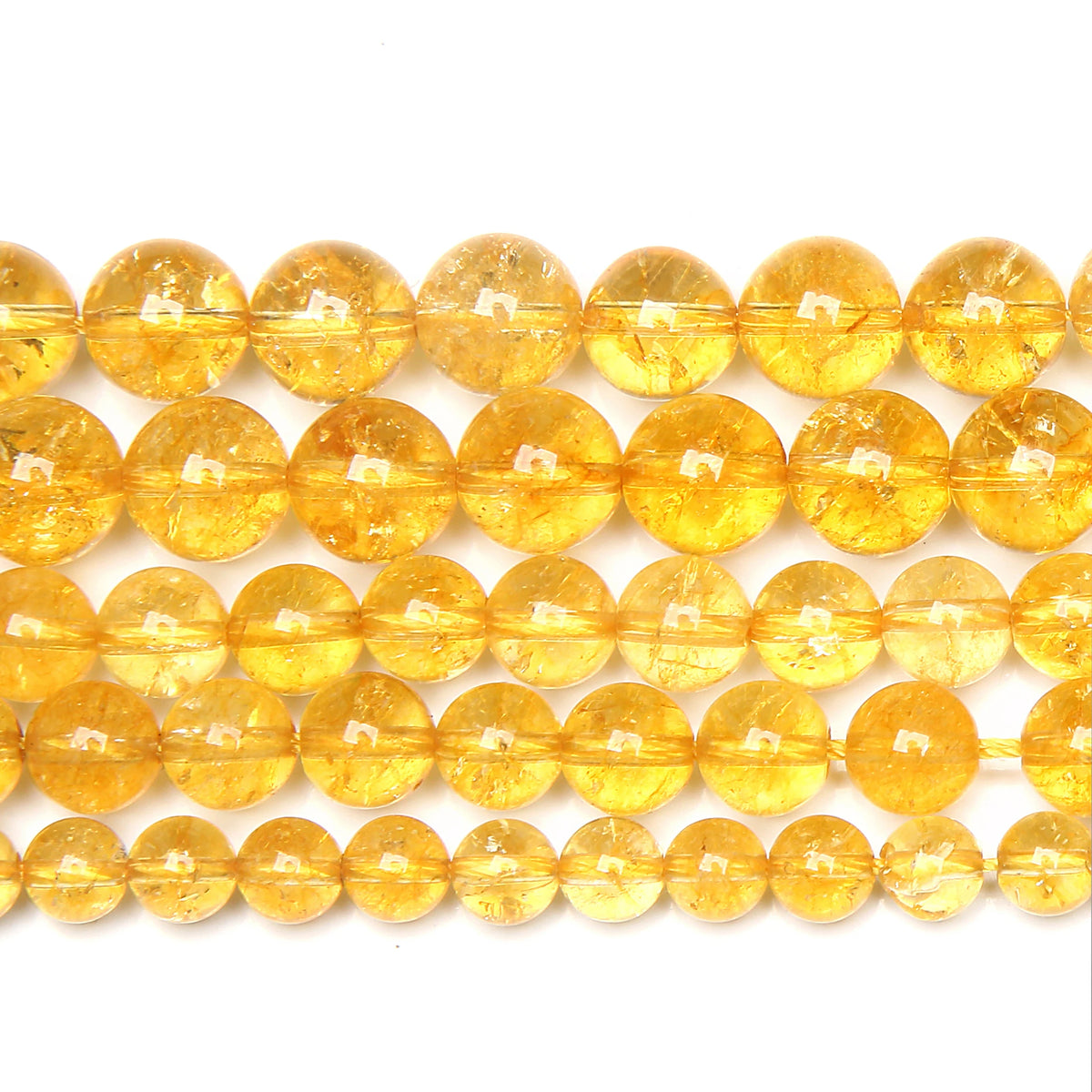 Natural Green Peridot Quartz Round Beads Strand