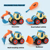 A set of four construction vehicles including an excavator, road ballast vehicle, wall-breaking vehicle, and bulldozer toy se