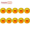 A set of ten orange pumpkin head squishy stress relief toys.