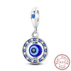 Sterling silver charm beads set featuring cross, angel, and evil eye designs for DIY jewelry making