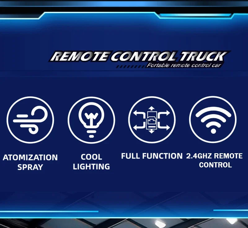 Remote Control Stunt Truck with LED Lights and Spray Effect