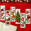A set of six cross-stitch designs featuring Christmas and winter themes for a DIY bookmark craft kit.