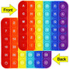Jouet anti-stress coloré 2-en-1 avec des tuiles à pousser de lettres et de chiffres en grille.