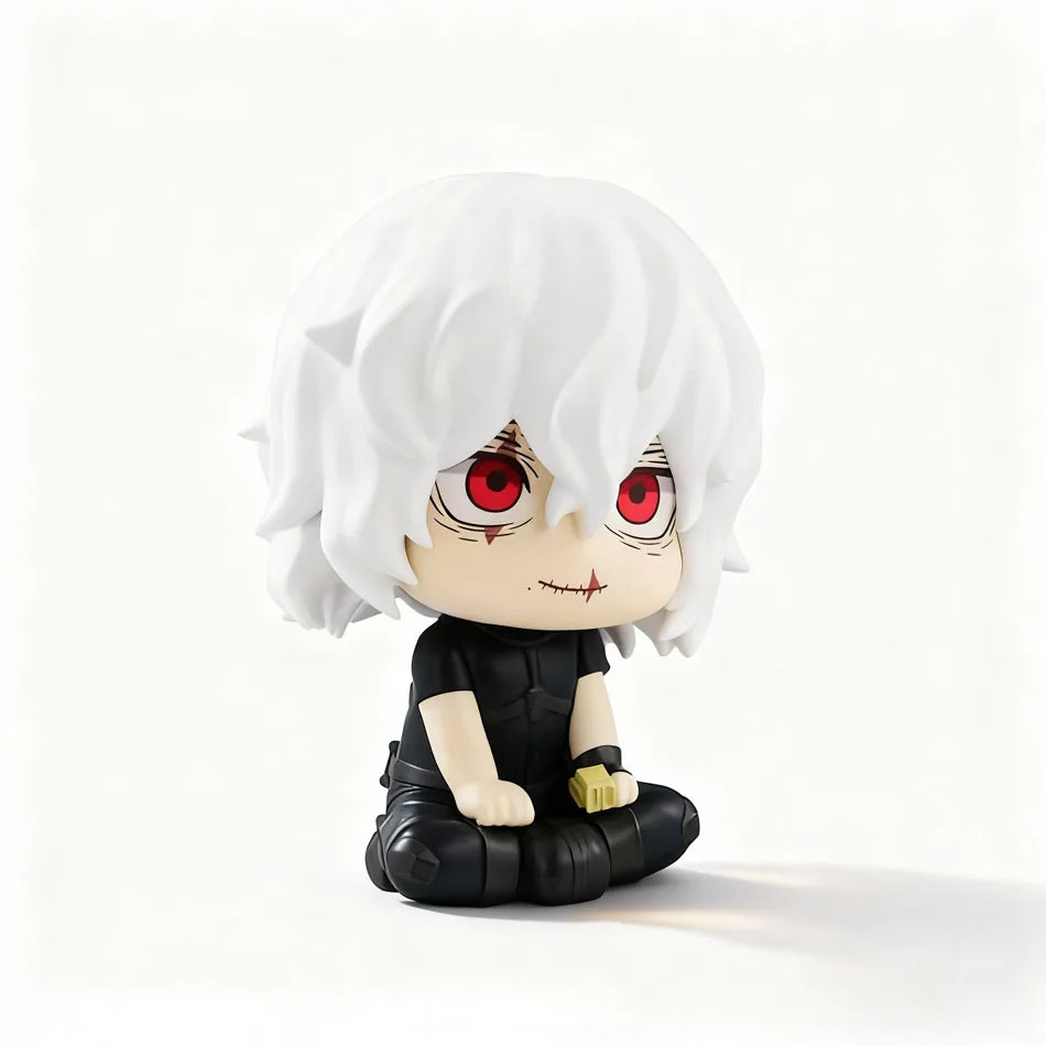 Chibi PVC figure of Tomura Shigaraki from My Hero Academia featuring white hair and red eyes.