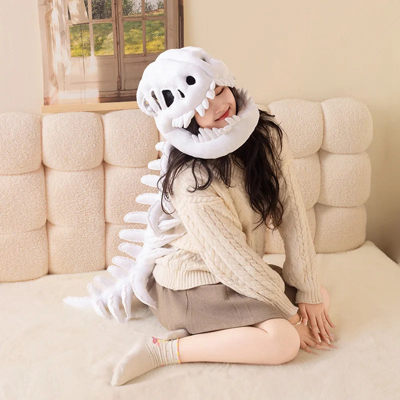 Plush Skeleton Dinosaur Headgear Halloween Costume