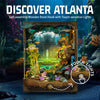 Self-assembly wooden book nook featuring an underwater world miniature model with touch-sensitive lights