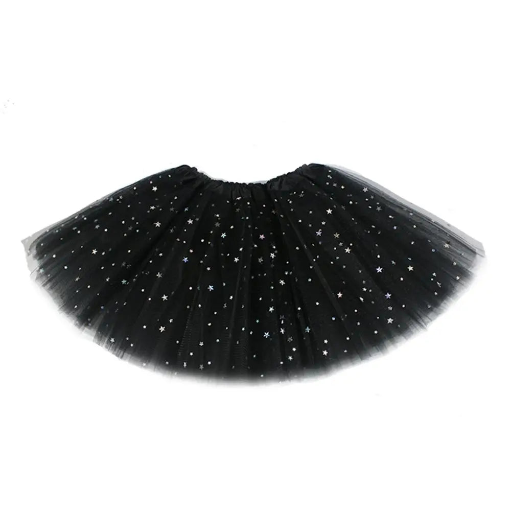 Black tulle tutu dress for girls decorated with sparkling stars