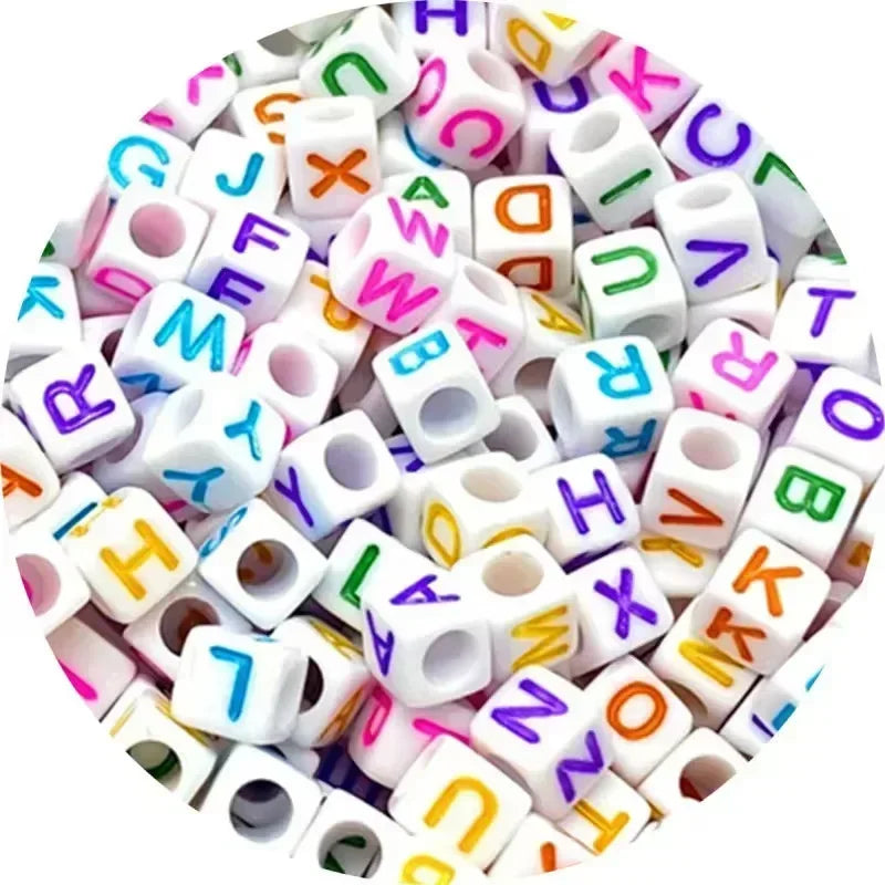 Acrylic Alphabet Beads for Jewelry Making - Mixed Letter Cubes