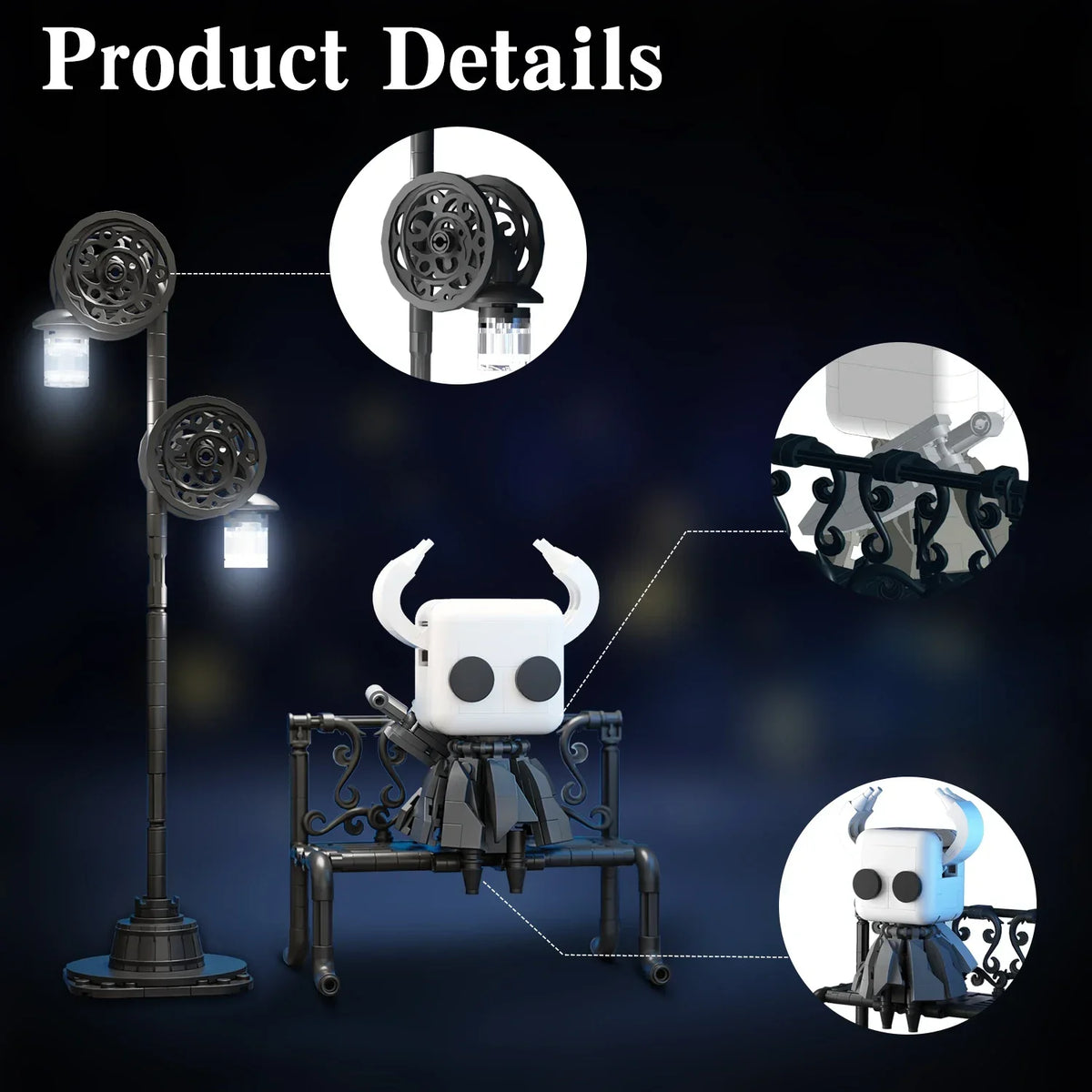 Hollow Knight Building Blocks Set – Ghost Figure with Street Lighting