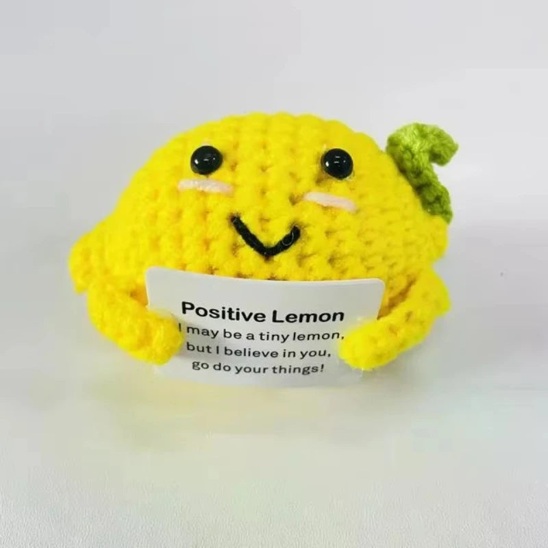 Handmade Knitted Coffee Doll with Card – Funny Crochet Desk Decor
