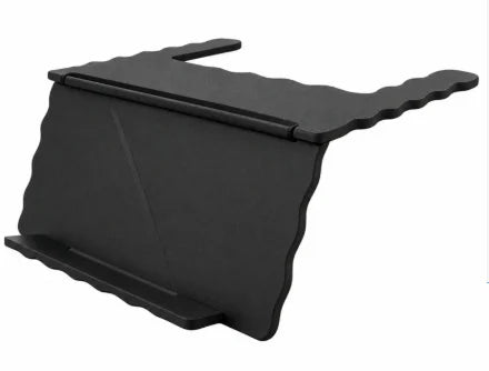 A black foldable Mahjong card holder with a non-slip stand.