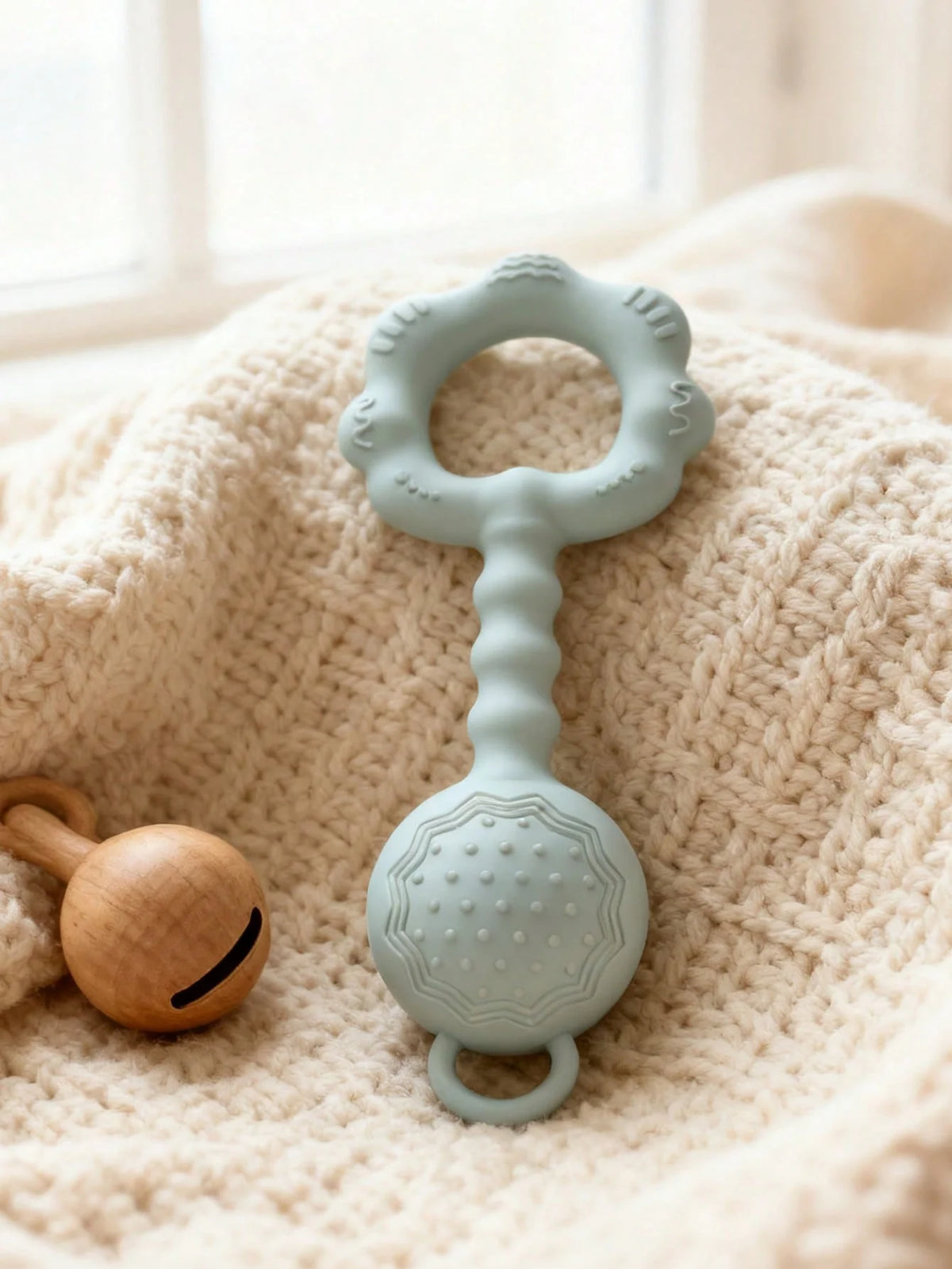 2-in-1 Silicone Rattle and Teether for Babies