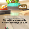 A set of colorful building blocks shaped like cacti and other organic forms, demonstrating DIY assembly.