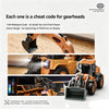 A set of miniature remote controlled construction vehicles including a bulldozer, forklift, and excavator