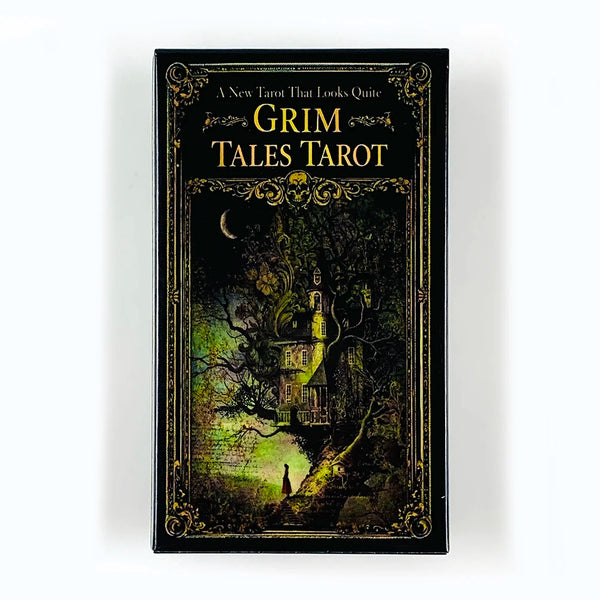 A tarot card featuring a dark, gothic illustration of a figure in a forest setting.
