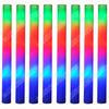 A row of thirty giant foam LED glow sticks in various colors and modes.