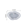 A light gray heart-shaped silicone mold for resin jewelry making, shown with dimensions 5.5cm by 3.6cm.