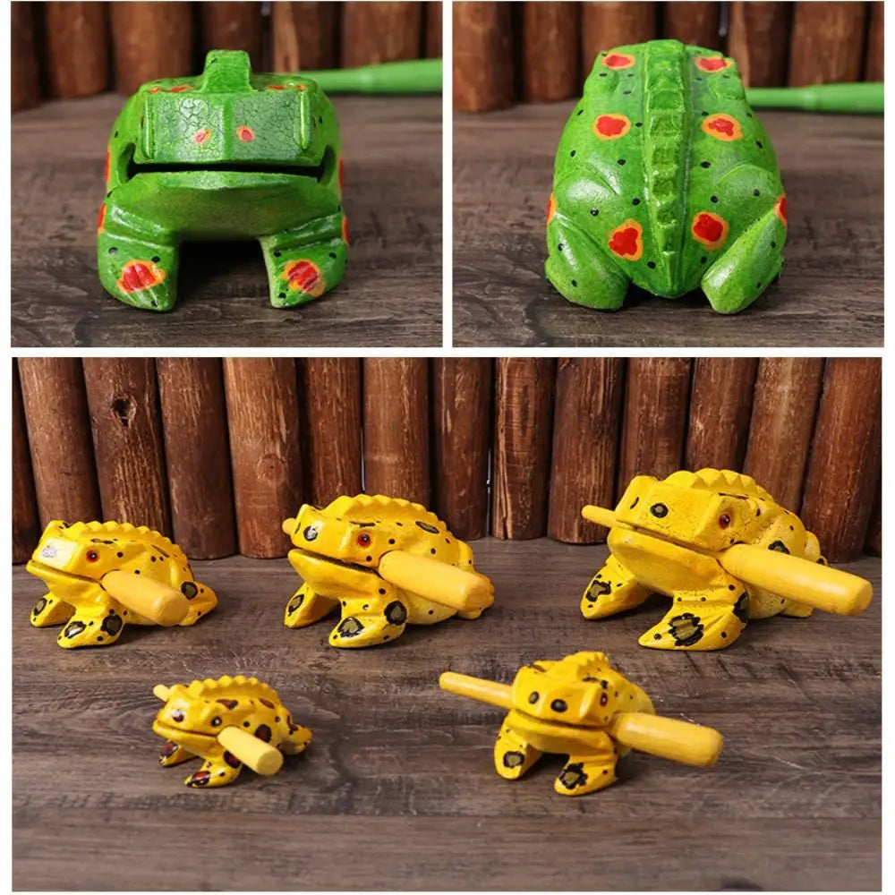 Handcrafted Wooden Frog Guiro Rasp Percussion Instrument