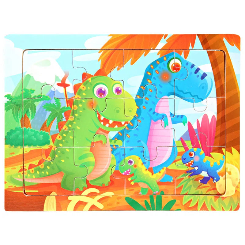 Wooden Animal Jigsaw Puzzles for Toddlers (Set of 12)