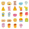 A collection of colorful squishy donuts and food items used as fidget stress relief keychains.