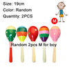 Five wooden sand hammers for boys in various colors and designs