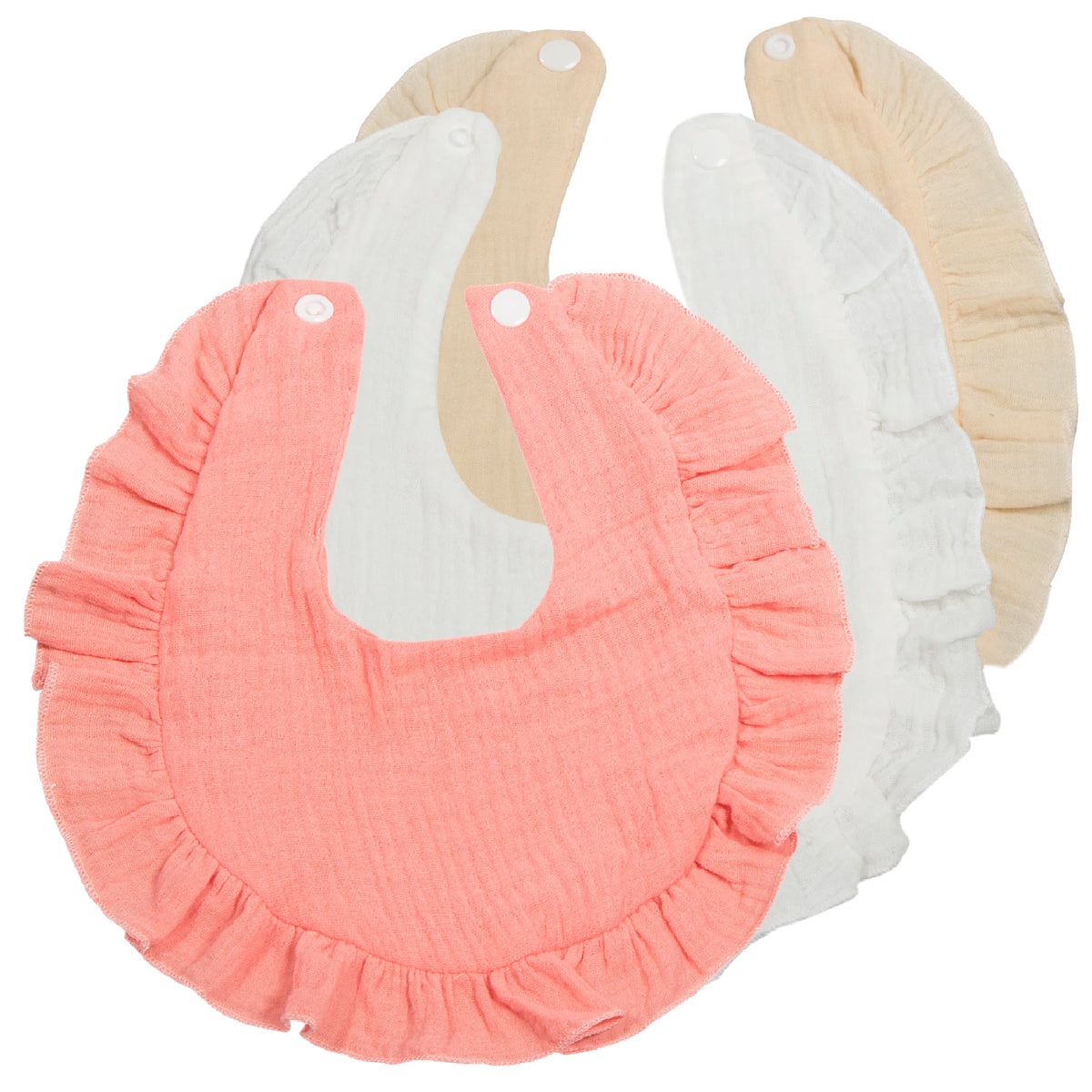 Soft Muslin Cotton Baby Bibs (3-Pack) with Snap Closure