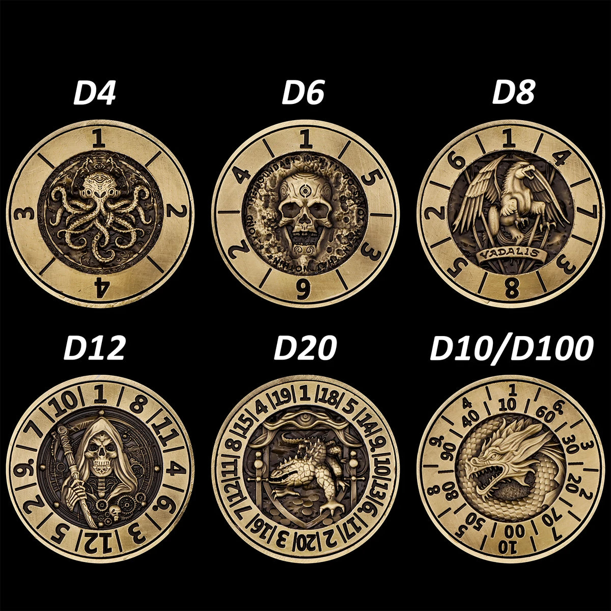 7-in-1 Metal Spinner Dice Cube for D&D