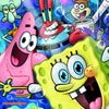 A vibrant illustration featuring SpongeBob SquarePants characters like SpongeBob and Patrick in a diamond painting style.