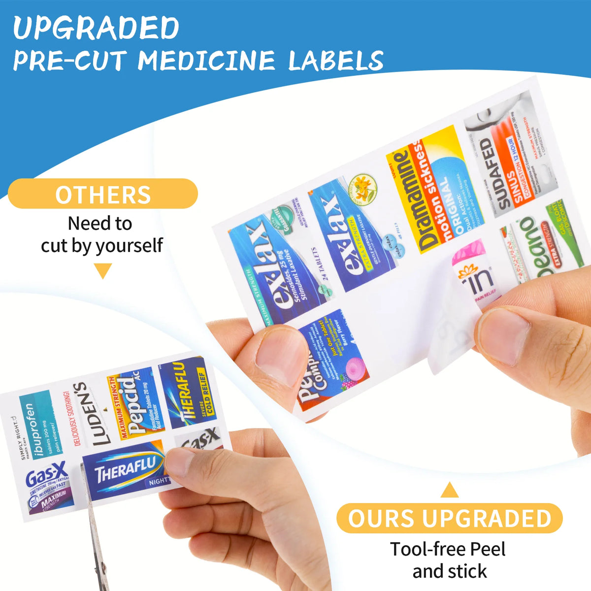 Portable 10-Compartment Pill Organizer with 175 Labels